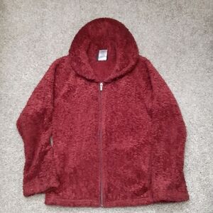 PATAGONIA CURLY Q SYNCHILLA SWEATER CARDIGAN JACKET COAT RED TEDDY
